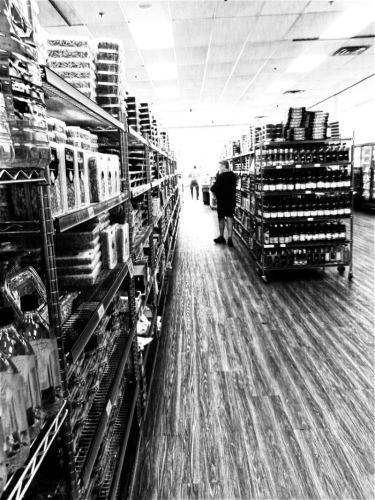 Supermarket Aisle BW