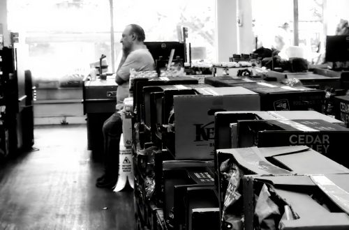 Bored Husband in a store